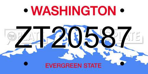 ZT20587 Washington License Plate