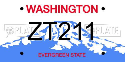 ZT211 Washington License Plate