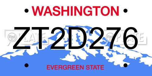 ZT2D276 Washington License Plate