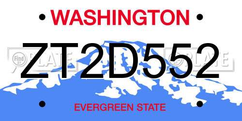 ZT2D552 Washington License Plate