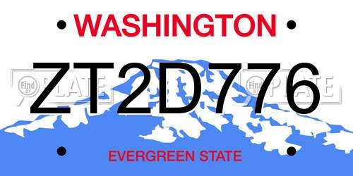 ZT2D776 Washington License Plate