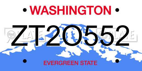 ZT2O552 Washington License Plate