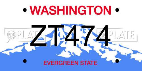 ZT474 Washington License Plate