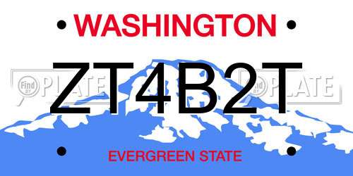 ZT4B2T Washington License Plate