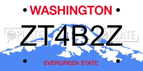 ZT4B2Z Washington License Plate