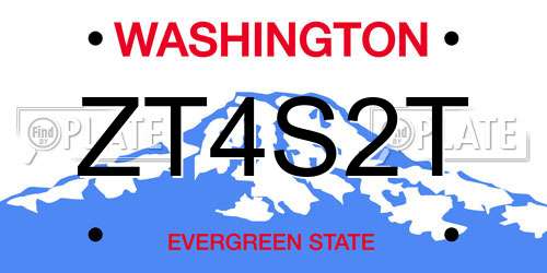 ZT4S2T Washington License Plate