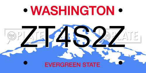 ZT4S2Z Washington License Plate