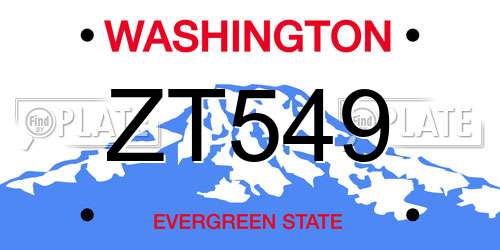 ZT549 Washington License Plate