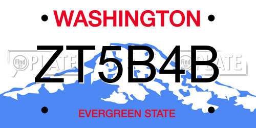ZT5B4B Washington License Plate