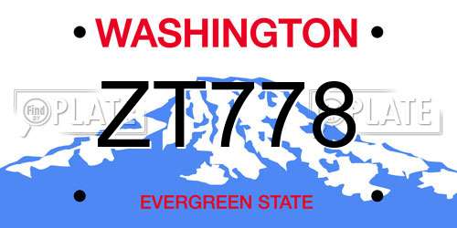 ZT778 Washington License Plate