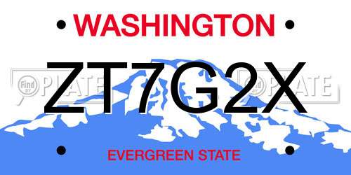 ZT7G2X Washington License Plate