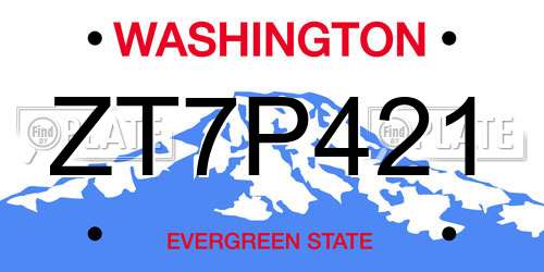 ZT7P421 Washington License Plate