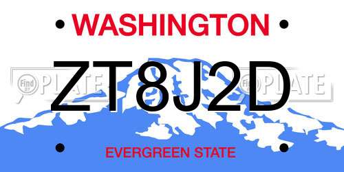 ZT8J2D Washington License Plate