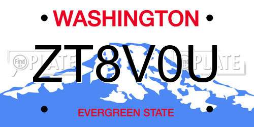 ZT8V0U Washington License Plate