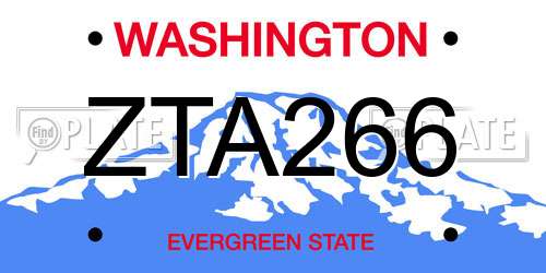 ZTA266 Washington License Plate