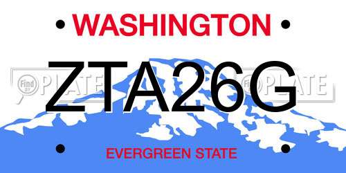 ZTA26G Washington License Plate