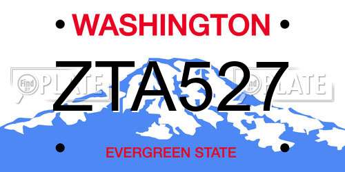 ZTA527 Washington License Plate