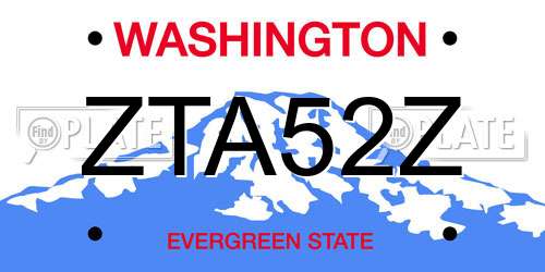 ZTA52Z Washington License Plate