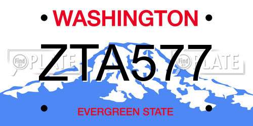 ZTA577 Washington License Plate