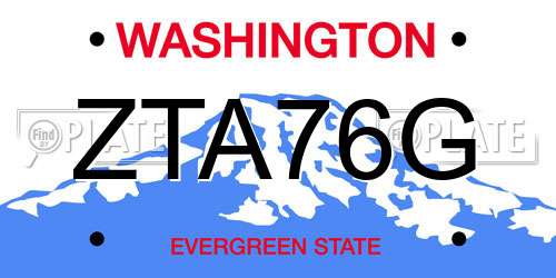 ZTA76G Washington License Plate