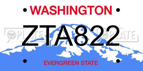 ZTA822 Washington License Plate