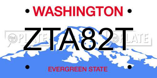 ZTA82T Washington License Plate