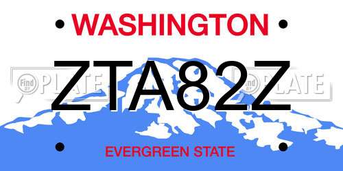 ZTA82Z Washington License Plate