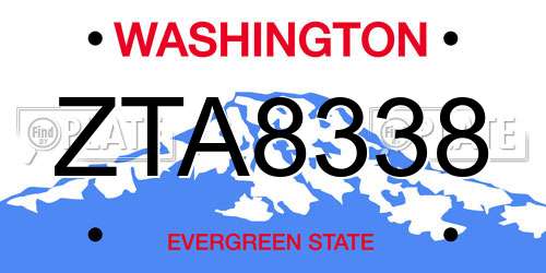 ZTA8338 Washington License Plate