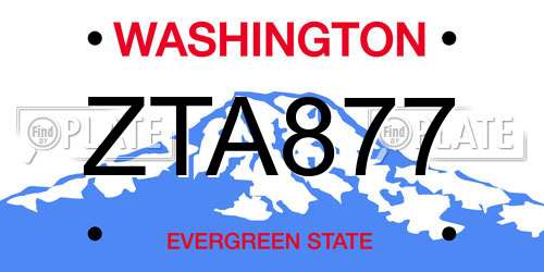 ZTA877 Washington License Plate