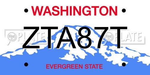 ZTA87T Washington License Plate