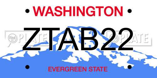 ZTAB22 Washington License Plate