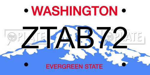 ZTAB72 Washington License Plate