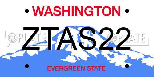 ZTAS22 Washington License Plate