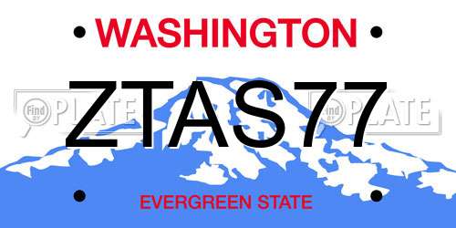 ZTAS77 Washington License Plate