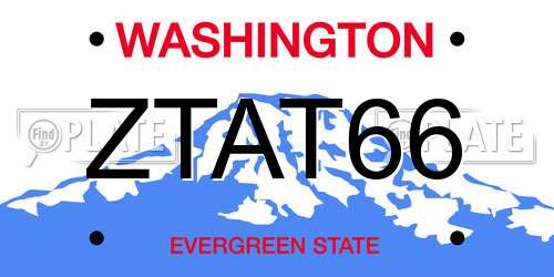 ZTAT66 Washington License Plate