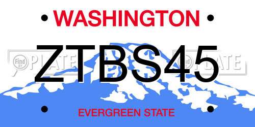 ZTBS45 Washington License Plate