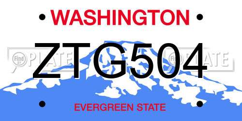 ZTG504 Washington License Plate