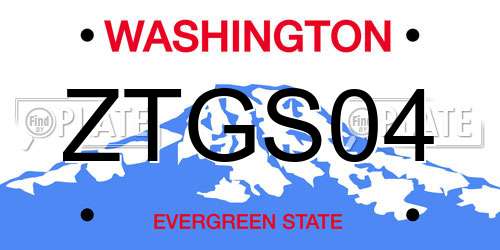 ZTGS04 Washington License Plate