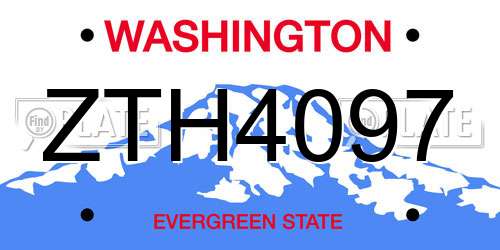 ZTH4097 Washington License Plate