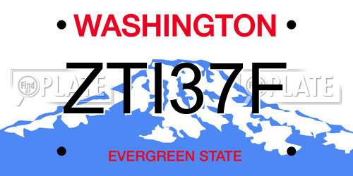 ZTI37F Washington License Plate