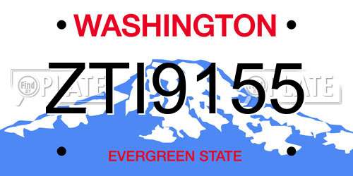 ZTI9155 Washington License Plate