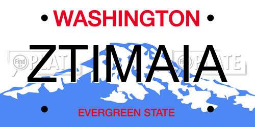 ZTIMAIA Washington License Plate
