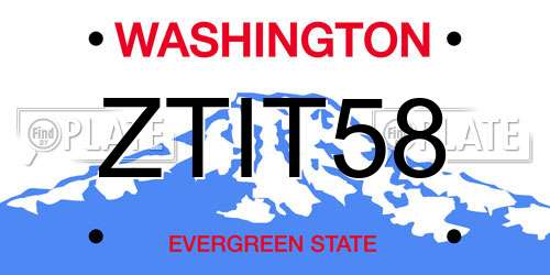 ZTIT58 Washington License Plate