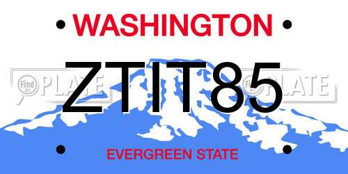 ZTIT85 Washington License Plate