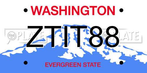 ZTIT88 Washington License Plate