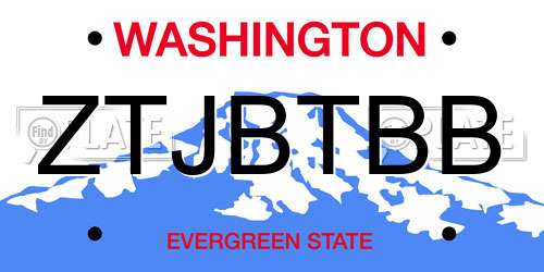 ZTJBTBB Washington License Plate