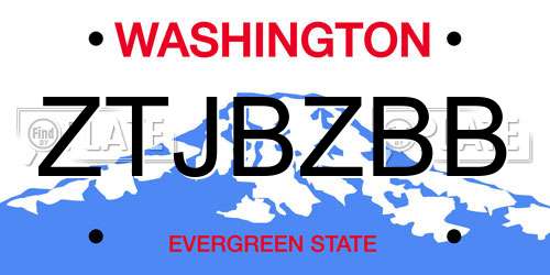 ZTJBZBB Washington License Plate