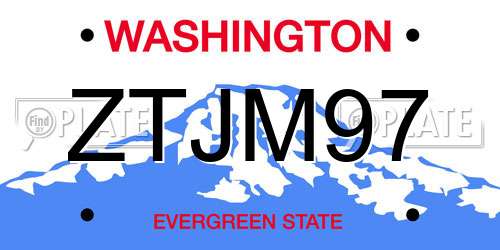 ZTJM97 Washington License Plate