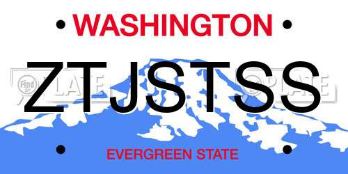 ZTJSTSS Washington License Plate