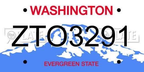 ZTO3291 Washington License Plate
